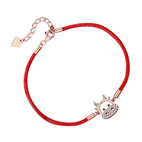 CALLARON Stylisches Verstellbares Armband Rotes Geflochtenes Jahr Ochsen Schmuckstück Silber mit Roségold Unvergängliches Alltagsaccessoire für Damen und Herren von CALLARON
