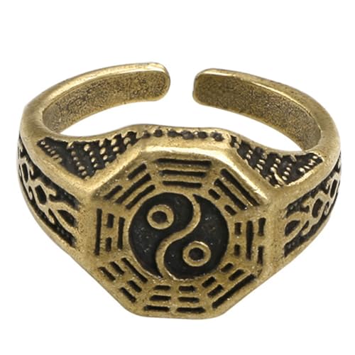 CALLARON Chinesischer Ring für Herren und Damen Offener Bandring Hautfreundlichem Material Einstellbar Retro Design für Partys und Alltagsmode von CALLARON