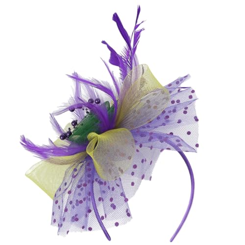 CALLARON Tea Party Fascinator Hut Mit Abnehmbaren Federn Und Flexiblem Haarreif Für Hochzeiten Teepartys Und Besondere Anlässe von CALLARON