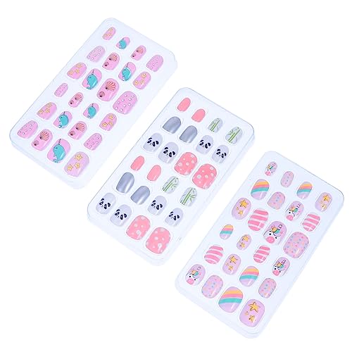 CALLARON Teiliges Nagelset mit Abziehbaren Bunten Fake Nail Tips Vollflächig Selbstklebend Kurze Künstliche Fingernägel für Mädchen Einfach Anzubringen Pack von CALLARON