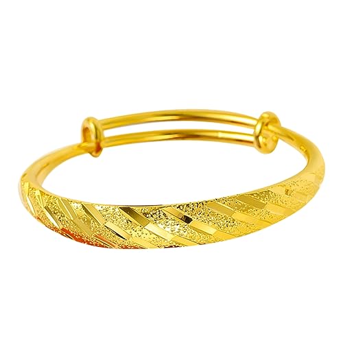 CALLARON Thickened Alluvial Gold Push Pull Armband Messing Einfache Langlebige Damen Schmuck Eleganter Umweltfreundlicher Bangle für Frauen und Freundinnen Geeignet für Hochzeit und Alltag von CALLARON