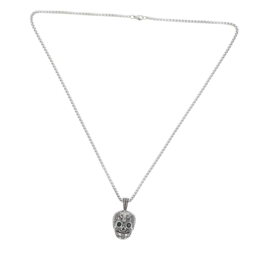 CALLARON Titanium Gothic Skull Halskette Männer Einzigartiges Skelettkopf Design Perlenkette Stilvoll für Halloween Kostüm und Auffälliges Geschenk von CALLARON