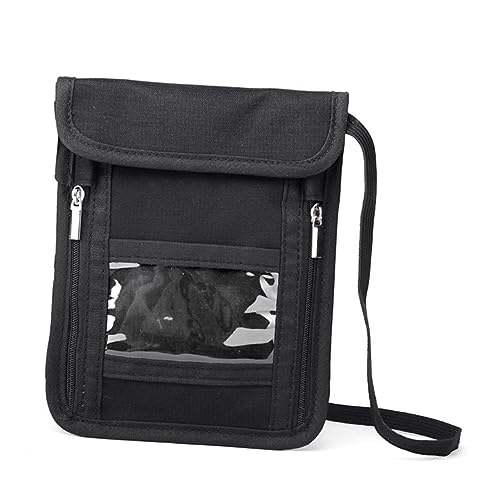 CALLARON 1stücke Crossbody Reisepass Halter Wasserdichter RFID Schutz Geldbeutel Für Handy Reiseunterlagen Schultertasche Für Herren Damen Schwarz von CALLARON