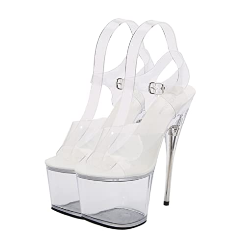 CALLARON Transparent Damen High Heels Sandalen Super High Heel Plateau Sommer Schuhe Elegant für Partys Hochzeit und Büro von CALLARON