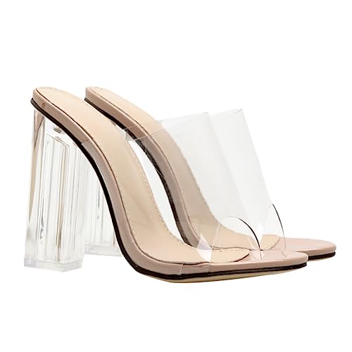 CALLARON Transparente High Heels Sandaletten Damen Sommer Sandalen mit Absatz Rutschfeste Tpr Sohle Offene Zehen Transparente Pumps für Damen Bequeme Sommerfußbekleidung von CALLARON