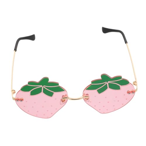CALLARON Trendige Erdbeer Sonnenbrille für Damen Rahmenlose Uv-schützende Partybrille mit Klarem Sichtfeld für Outdoor Reisen Festivals und Modische Auftritte CALLARON Trendige Erdbeer Sonnenbrille für Damen Rahmenlose Uv-schützende Partybrille mit Klarem Sichtfeld für Outdoor Reisen Festivals und Modische Auftritte von CALLARON