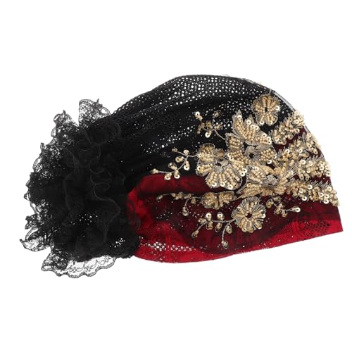 CALLARON Turbane Für Damen Mit Perlenblumen Modische Beanie-hut Stylisches Haartuch Ethno-design Kopftuch Damen-turbankappe Für Täglichen Gebrauch von CALLARON
