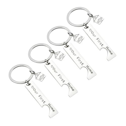 CALLARON 4stücke Umzugs-schlüsselanhänger Kreativer Metall-schlüsselring Dekorativer Anhänger Aus Für Schlüssel Tasche Rucksack Silber von CALLARON