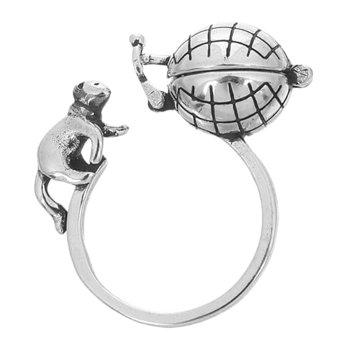 CALLARON Vintage-katzendesign Ringe Für Damen Mit Verstellbarer Aromatherapie-ring Für Ätherische Öle Hohl Verzierte Fingerringe Offenes Design Für Verschiedene von CALLARON