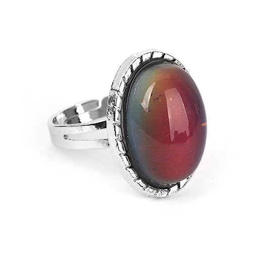 CALLARON Verstellbarer Unisex Stimmungsring Oval Farbwechsel Metalllegierung Modeschmuck Innendurchmesser Charmanter Farbwechselring für Damen und Herren von CALLARON