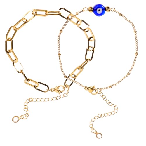 CALLARON Verstellbares Damen Armband Böser Blick Blaue Augen Schutz Edelstahl Leichtes Boho Schmuck für Alltag Hochzeit Geburtstag von CALLARON