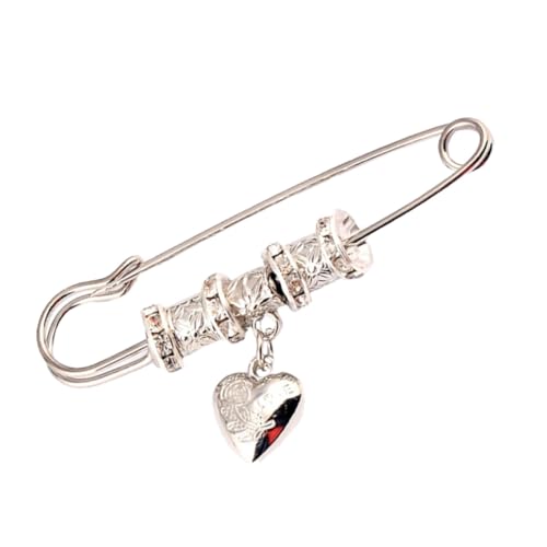 CALLARON Vintage Brosche Silber Retro Strickjacken Pin mit Liebesherz Modische Große Cape Schal Schnalle für Pullover und Kleidung Eleganter und Leichter Schmuck für Damen von CALLARON