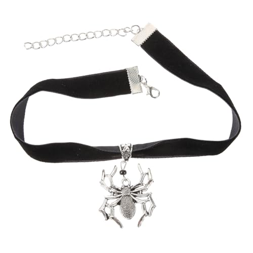 CALLARON Vintage Gothic Choker Kette mit Spider Anhänger Weicher Flockstoff und Langlebige Legierung Stilvolles Halloween Schmuckaccessoire für Frauen für Partys und Rave Events von CALLARON