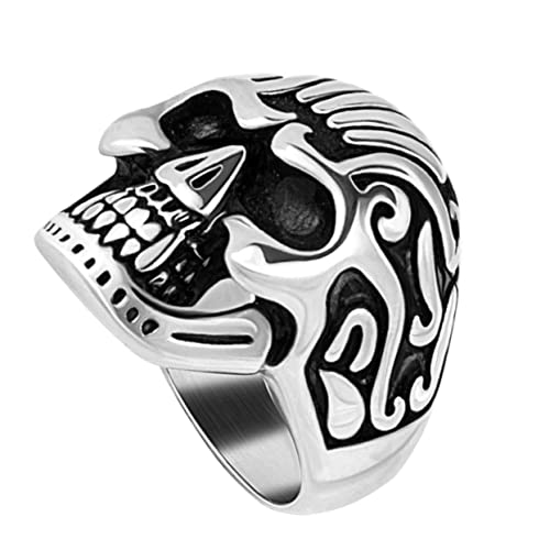 CALLARON Vintage Herren Gothic Stil Schädel Design Finger Schmuck Dekorativer Finger Schmuckring Modischer Gothic Punk Accessoire für Alltag und Party von CALLARON