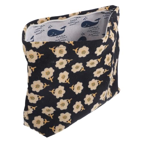 CALLARON Blumenmuster Kosmetiktasche Mit Reißverschluss Make-up-Tasche Aus Cordmaterial Organizer Für Reiseaccessoires Aufbewahrungstasche Im Vintage-Stil von CALLARON