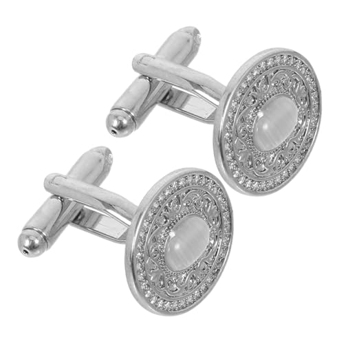 CALLARON Vintage Manschettenknöpfe Kupfer Rund mit Blumenmuster und Strassverzierung Unisex Business Hochzeit Smoking Hemd Schmuck Langlebige Anzug Accessoires von CALLARON