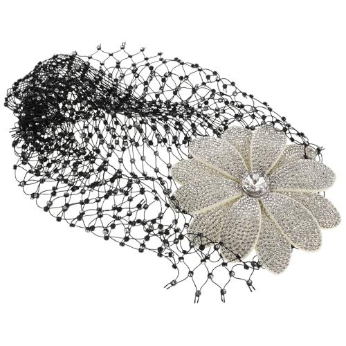 CALLARON Strass-kopfbedeckung Für Damen Vintage Blumen Netz Hut Haarnetzkappe Mit Strasssteinen Geblümte Kopfbedeckung Haarteil Für Abendkleidung von CALLARON