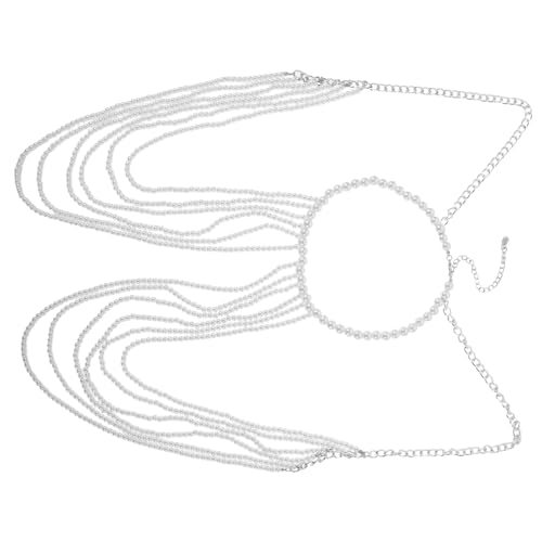 CALLARON Vintage inspirierte Damen Körperkette Mehrschichtige Imitation Perlen Schmuck Hollow Design Stilvolle Bikini Hochzeits accessoire für Partys und Alltag von CALLARON