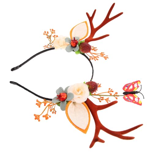 CALLARON Weihnachtlicher Cosplay Rentier Haarreifen Bequemer Kopfschmuck mit Kunstgeweih für Festliche Partys und Weihnachtsfeiern als für Kreative Kostüme von CALLARON