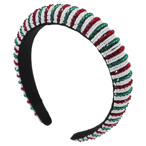 CALLARON Weihnachtskopfbedeckungen Perlen Stirnband Weihnachtshaarschmuck Partystirnband Für Mädchen Und Frauen Haarschmuck Für Feiertage von CALLARON