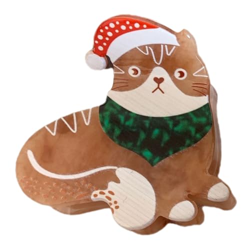 CALLARON Weihnachtlicher Katzen Haarclip aus Hochwertigem Acetat Rutschfeste Barrette Festlicher Haarspange für Damen Vielseitig Einsetzbar Sicherer Perfektes Accessoire für Feiertage von CALLARON