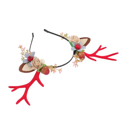 CALLARON Weihnachtliches Rentiergeweih Haarband Rot Robustes Stirnband Mädchen und Damen Wiederverwendbares Party Haardekor für Xmas Fest Geeignet für Erwachsene Festlicher Haarschmuck von CALLARON