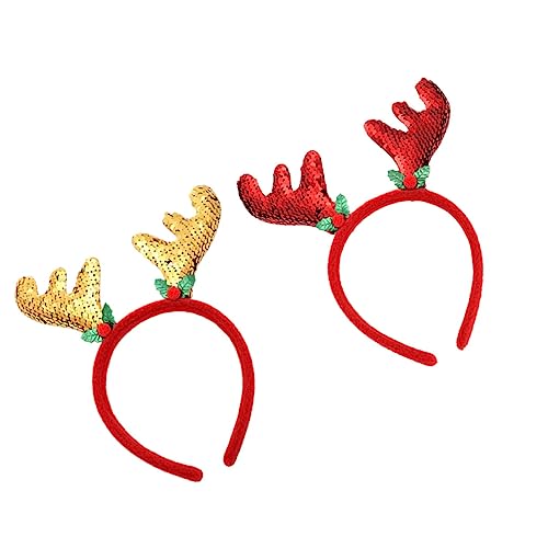 CALLARON 2stücke Weihnachtsstirnbänder Mit Pailletten Dekorative Geweih-haarreifen Für Erwachsene Und Junge Mädchen Kreatives Weihnachtsaccessoire Für Kostümpartys Und Feiern Rot Und von CALLARON