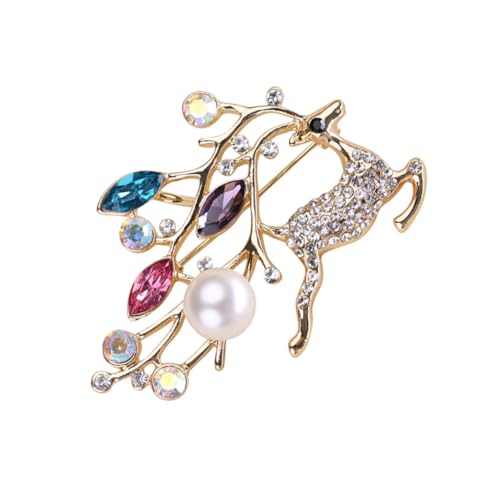 CALLARON Weihnachtsbrosche Damen Design mit Perlen und Strass Modische Anstecknadel für Party Dekoration Roségold Schmuck für Pullover Mantel Schal von CALLARON