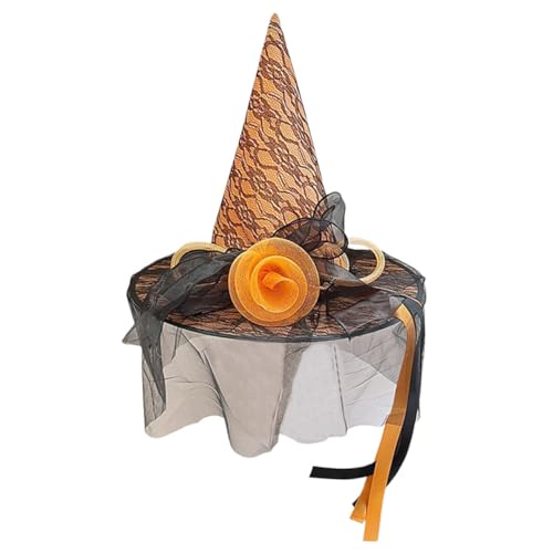 CALLARON Zaubererhut Für Erwachsene Halloween-hexenhut Mit Blumenverzierung Hut Mit Großer Krempe Für Cosplay Und Themenpartys Atmungsaktives Für Komfort von CALLARON