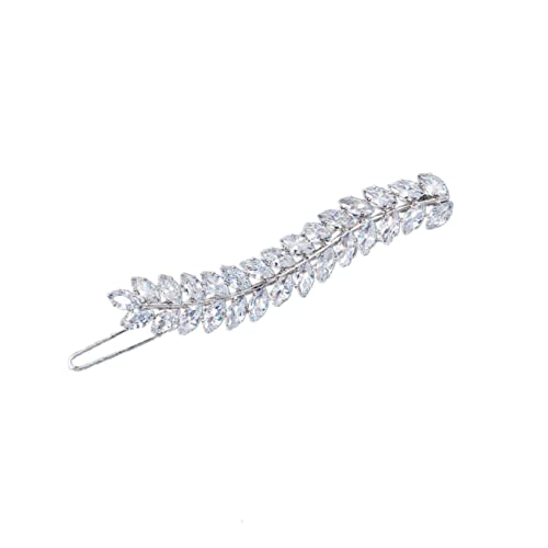 CALLARON Zircon Haarklammer Damen Haarschmuck mit Blattmotiv Haarspange für und Seitenpartie Eleganter Party Hairclip Silberner Haarklammer mit Funkelnden Strasssteinen von CALLARON