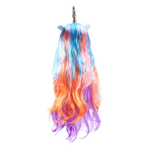 CALLARON Perücke Im Regenbogen-einhorn-stil Lange Und Lockige Cosplay-kopfbedeckung Für Mädchen Und Erwachsene Mit Haarverlängerungen Geeignet Für Partys Und Rollenspiele in von CALLARON