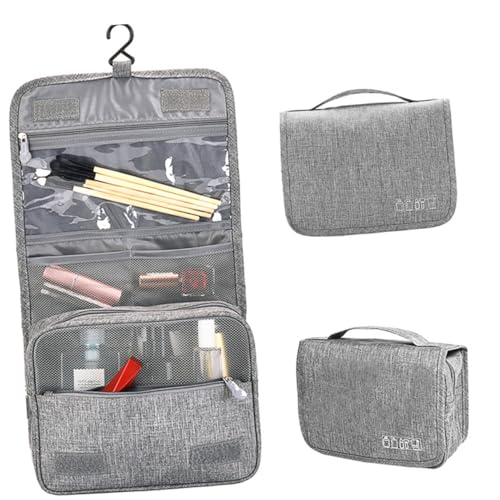CALLARON kosmetische Aufbewahrungstasche Reisen Toilettenbeutel für Frauen groß Kulturbeutel Männer Make-up-Reiseveranstalter Reise-Make-up-Tasche zum Aufhängen Light Grey von CALLARON