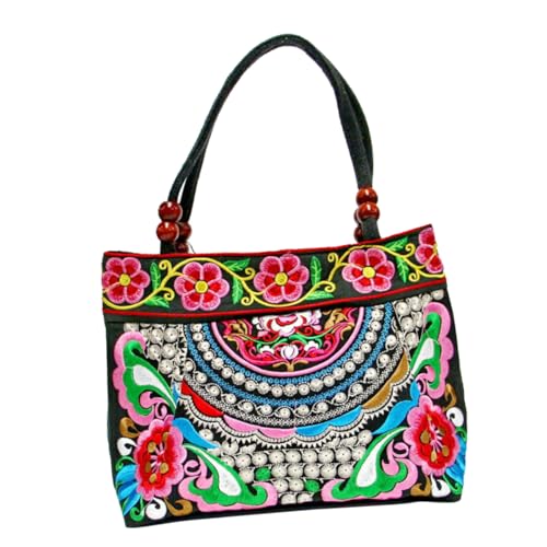 CALLARON Großes Fassungsvermögen Bestickte Umhängetasche Für Damen Modische Handtasche Mit Perlenaufbewahrung Vintage-stil Clutch Geldbörse Für Damen Zufälliger Stil von CALLARON