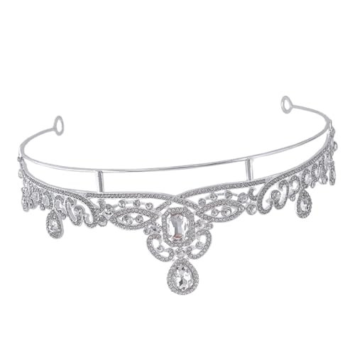 CALLARON silberne Krone Party Krone für Frauen Brautjungfer Zu Diademe für Frauen Braut- Brautkrone für die Hochzeit Vintage Haarkrone Prinzessin Brautkrone Hochzeitshaarkrone Strasssteine von CALLARON