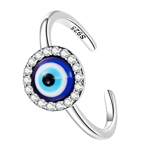Evil Eye Ring Verstellbarer Offener Bandring für Damen Sterling Zirkonia Stilvolles Accessoire für Besondere Anlässe Geschenkidee für Valentinstag Weihnachten von CALLARON