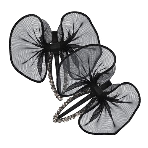 Haarspangen Mit Schwarzer Strass Schleife Netz Tüll Haarklammern Pferdeschwanzhalter Kopfbedeckungen Zubehör Für Frauen Und Mädchen Hochzeiten Partys 2 Stück von CALLARON