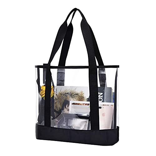 CALLOVE Clear Totes Bag Damen – Große Arbeit Transparente Schultertasche Handtasche Schwarz, Transparent von CALLOVE