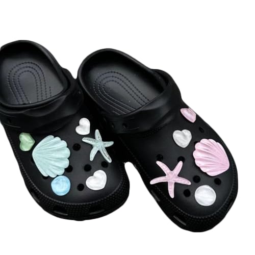 Anstecker Schuhschmuck Kompatibel mit Crocs, Sticker Pins für Crocs Zubehör, Party, Geburtstagsgeschenke, Sommerschuh Charms, niedliche Seestern-Muschel-Schuhdekoration (9 Stück) von CALLYSONIC
