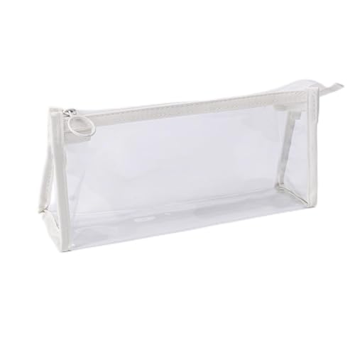CALLYSONIC Federmäppchen, Kosmetiktasche durchsichtig, Durchsichtige Kosmetiktasche, Transparente Kosmetiktasche, Transparente Federmäppchen,Reißverschluss Beutel Stifteetui, Weiß, 22cm von CALLYSONIC