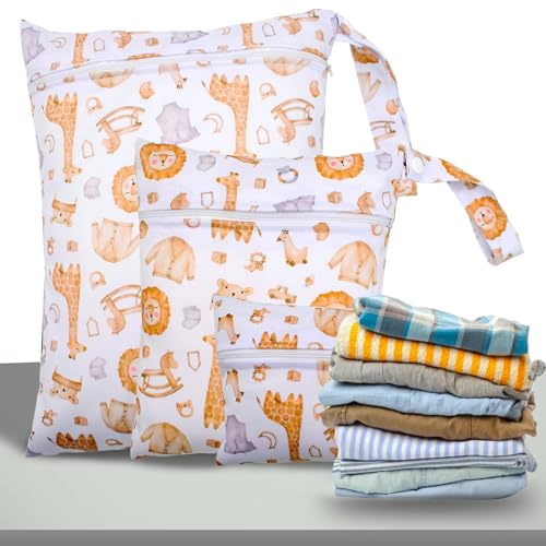 CALLYSONIC Wetbag Kindergarten -2 Stück Nasstasche Wickeltasche, Wet Bag Schwimmsachen, Wasserdicht Stoffwindeln Nassbeutel, Nassbeutel Organiser für Kleinkind Windeln Reisen Gym Strand Pool (N) von CALLYSONIC