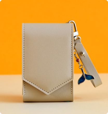 Lippenstift Mini Kosmetiktasche, PU Leder Lippenstift Kulturtasche Damen mit Spiegel, Lip Glazes Schminktasche, Makeup Bag Klein mit Griff für Parfüm Proben, Lip Glazes, Lippenstifte (Beige apricot-2) von CALLYSONIC