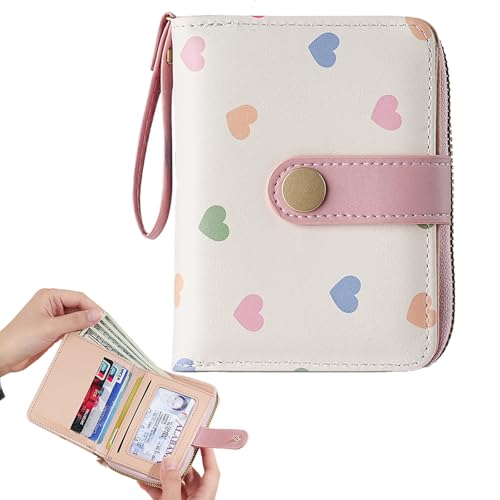 Portmonee Kinder PU Leder Damen, Portmonee Damen, Mini Kinder Portemonnaie, Klein und im Kurzformat Geldbeutel Teenager Mädchen, Süße Geldbörse mit Münzfach, Kartenfächern und Reißverschluss(A) von CALLYSONIC