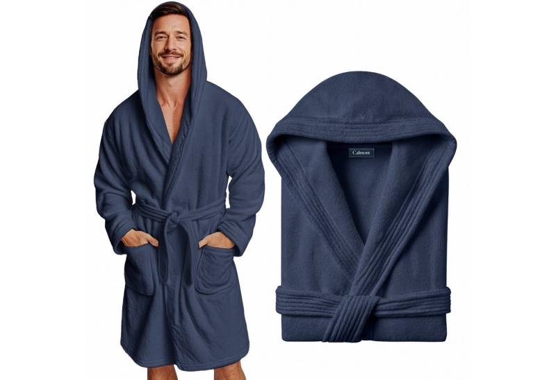 CALMONT Herrenbademantel CALMONT - Bademantel Herren aus 100% Baumwolle Frottee mit Kapuze, Kapuze, Gürtel, Kapuze, Große Taschen, Gürtel, Aufhängeschlaufe von CALMONT