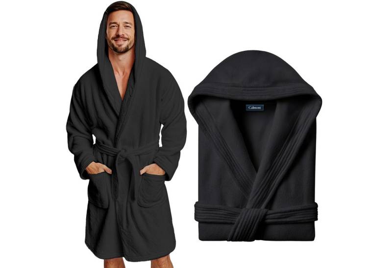 CALMONT Herrenbademantel CALMONT - Bademantel Herren aus 100% Baumwolle Frottee mit Kapuze, Kapuze, Gürtel, Kapuze, Große Taschen, Gürtel, Aufhängeschlaufe von CALMONT