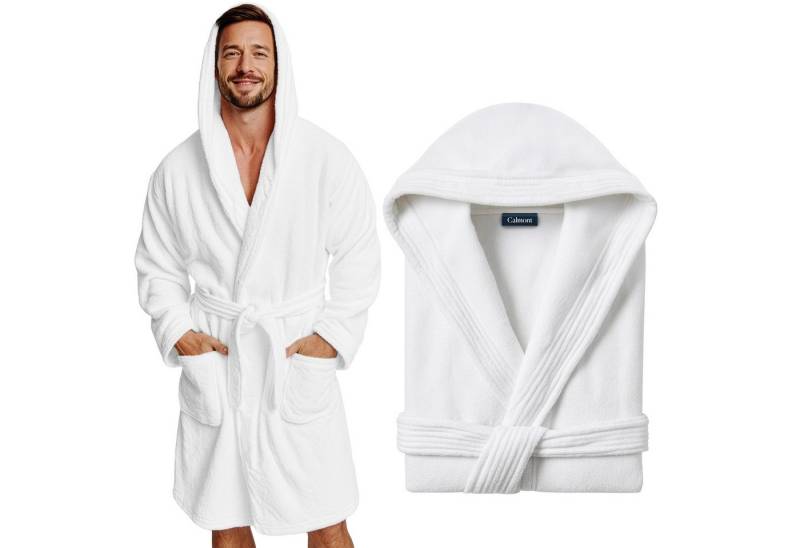 CALMONT Herrenbademantel CALMONT - Bademantel Herren aus 100% Baumwolle Frottee mit Kapuze, Kapuze, Gürtel, Kapuze, Große Taschen, Gürtel, Aufhängeschlaufe von CALMONT