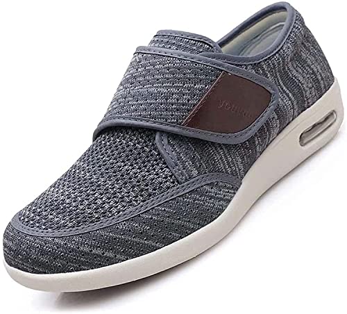 CALMR Diabetiker Schuhe Für Geschwollene Fü?e, Senioren Schuhe Mit Klettverschluss Herren Damen Diabetiker Hausschuhe, Spezialschuh Gesundheitsschuhe, Pr?ventivschuhe, Dark gray-44 EU von CALMR