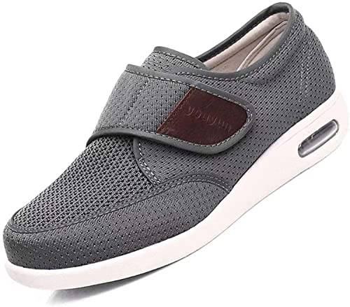 CALMR Diabetiker Schuhe Für Geschwollene Fü?e, Senioren Schuhe Mit Klettverschluss Herren Damen Diabetiker Hausschuhe, Spezialschuh Gesundheitsschuhe, Pr?ventivschuhe, gray-42 EU von CALMR