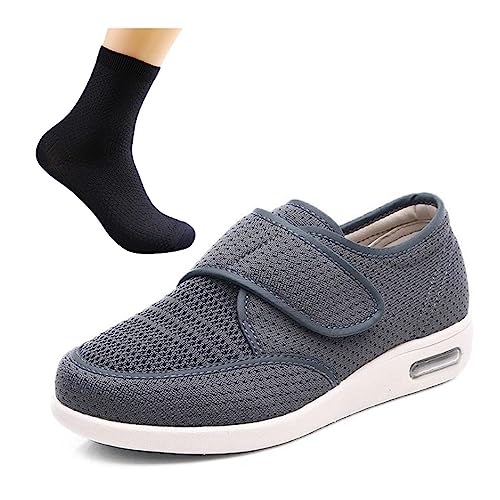 CALMR Halbschuh mit Klettverschluss, Gesundheitsschuh für Damen und Herren, ideal als Reha-Schuh, Verbandsschuh, Hausschuh, druckentlastend,Grau-41EU von CALMR