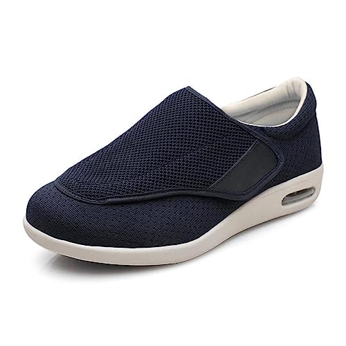 CALMR Orthopädische Diabetische Schuhe, Damen Diabetes Schuhe Air Cushion,Senioren-Diabetikerschuhe, atmungsaktive große Papaschuhe,Extra Breit Rehaschuhe,Blau-39EU von CALMR