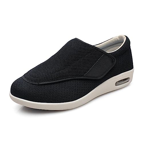 CALMR Orthopädische Diabetische Schuhe, Damen Diabetes Schuhe Air Cushion,Senioren-Diabetikerschuhe, atmungsaktive große Papaschuhe,Extra Breit Rehaschuhe,Schwarz-40EU von CALMR